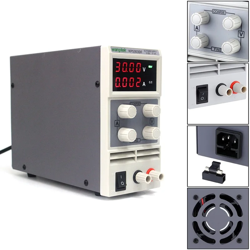 

Мини лабораторный блок питания KPS303DF, 30 В, 3 А, однофазный регулируемый цифровой регулятор напряжения SMPS, 0,1 В, 0,01 А, блок питания постоянного тока