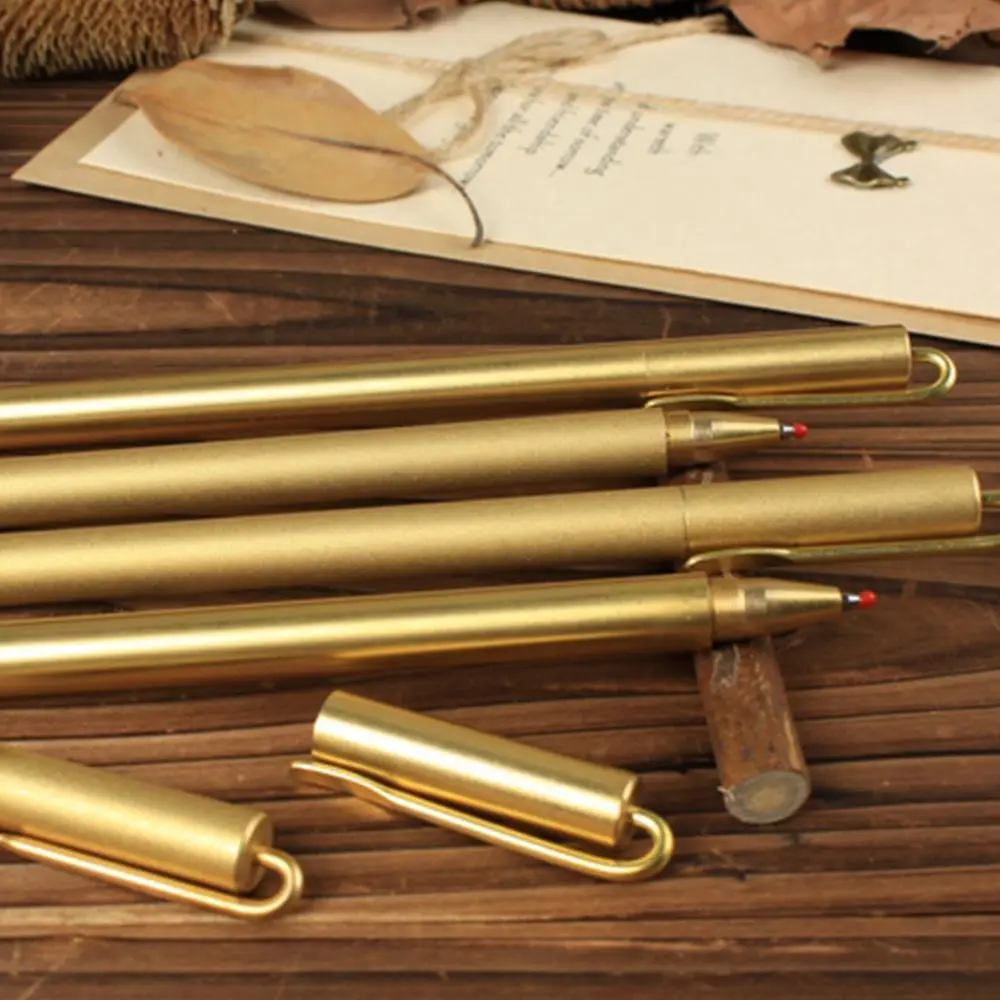 Латунная ручка однотонная Милая медная Роскошная роликовая канцелярские