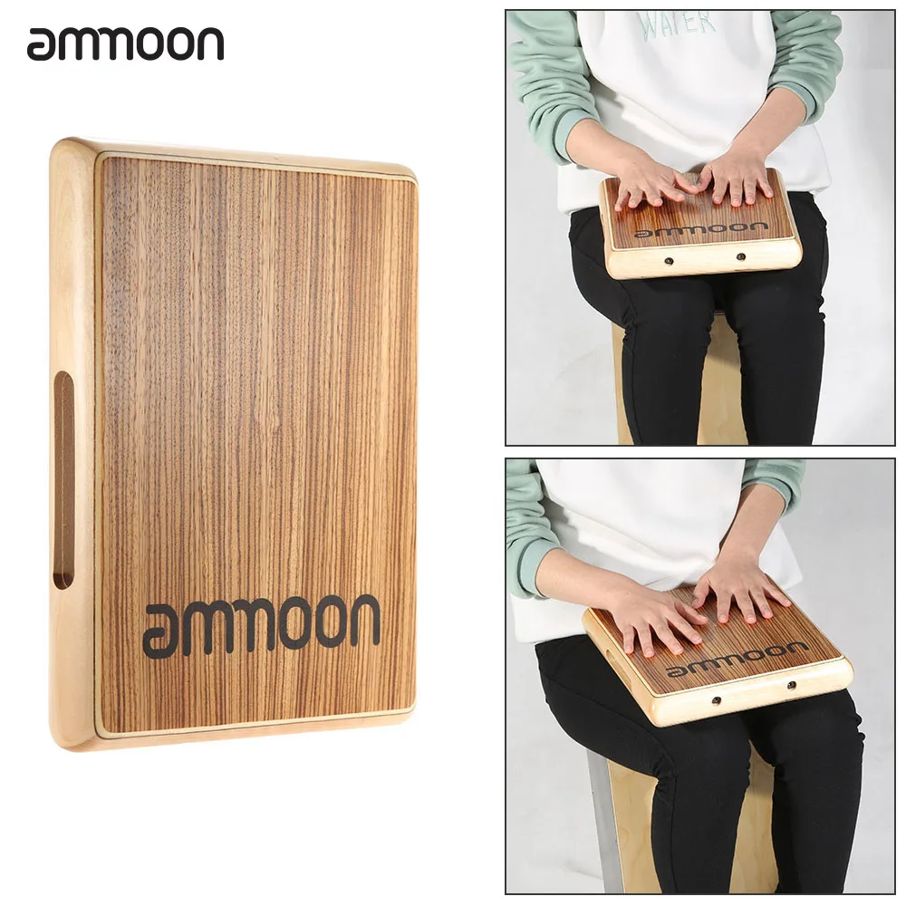 

ammoon Compact Travel Cajon Drum Flat Hand Drum Wood Drum Persussion Instrument for Rhythm Sense Practice 31.5 * 24.5 * 4.5cm