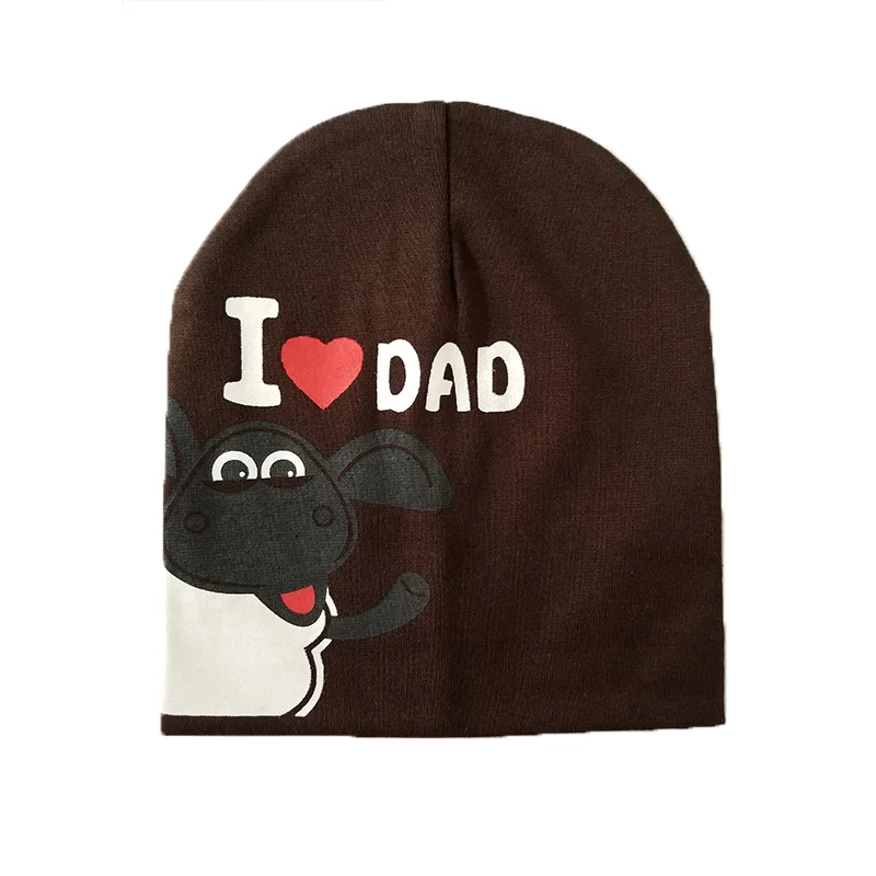 dad coffee Принт с буквами для детей, шапка, я люблю мама папа, детская шапочка для мальчиков и девочек, милая Вязаная хлопковая теплая детская шапочка на весну и осень - Цвет: dad coffee