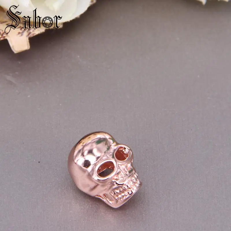 Розовый золотой череп бусины подходит браслет ожерелье ювелирные изделия B007