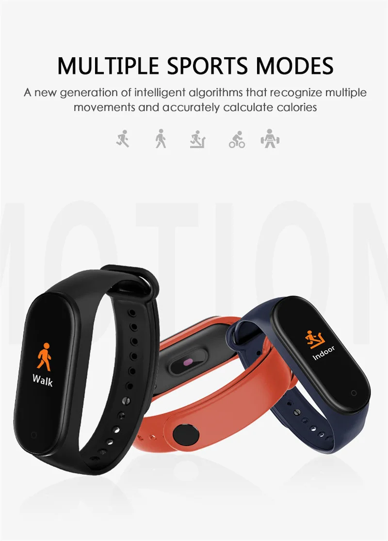 Мужской браслет с пульсометром спортивный смарт Bluetooth и монитором кровяного