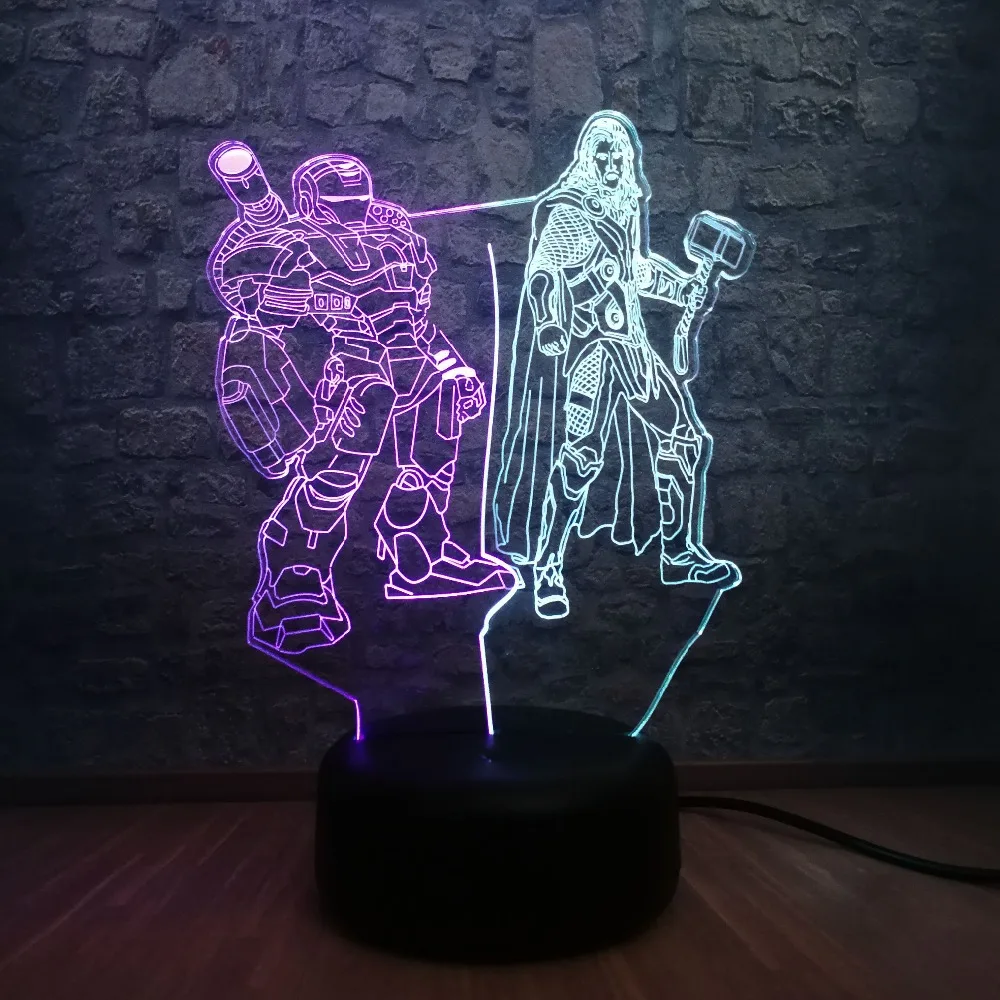 С героями комиксов Марвел легенда супергероя рисунок Железный человек Тор 3D