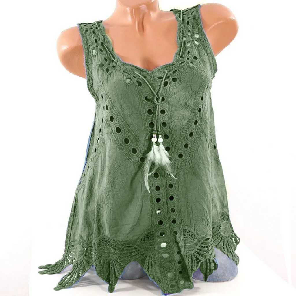 Женская майка большого размера, u-образный вырез, вышивка, открытая, без рукавов, летние топы для женщин, Повседневная Свободная майка, блузка#523