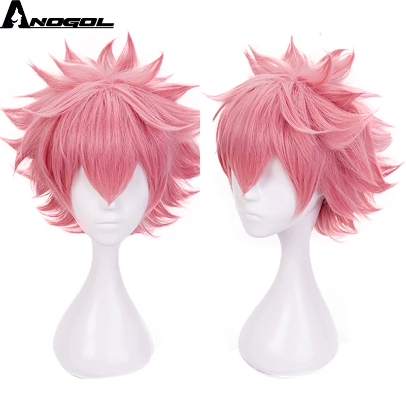 Anogol My Hero Academy Boku no Hero Academy Mina Ashido короткий розовый синтетический парик для косплея для Хэллоуина Вечерние