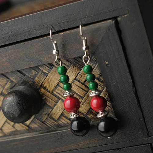 Серьги-подвески из тибетского серебра винтажные Винтажные серьги в виде