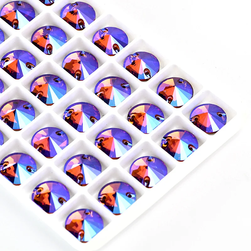ААААА качество 40 штук 12 мм круглый стакан Rivoli пришить стразы с плоской задней