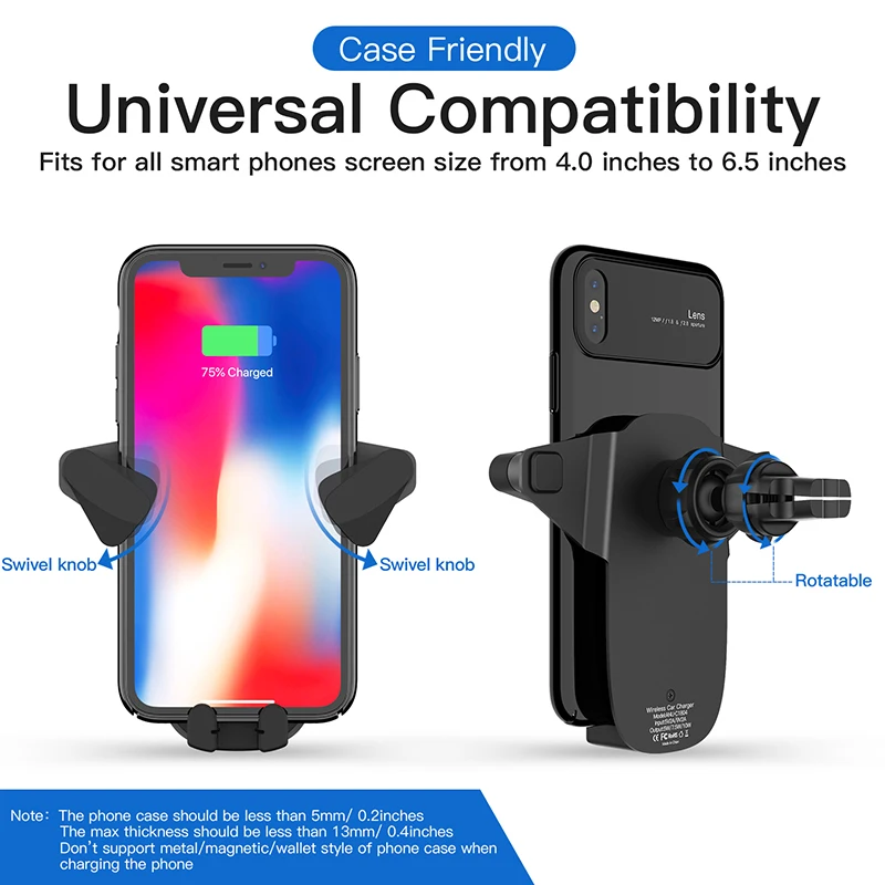 KUULAA Qi автомобиль Беспроводной Зарядной устройства для iPhone Xs X 8 10 W быстрая