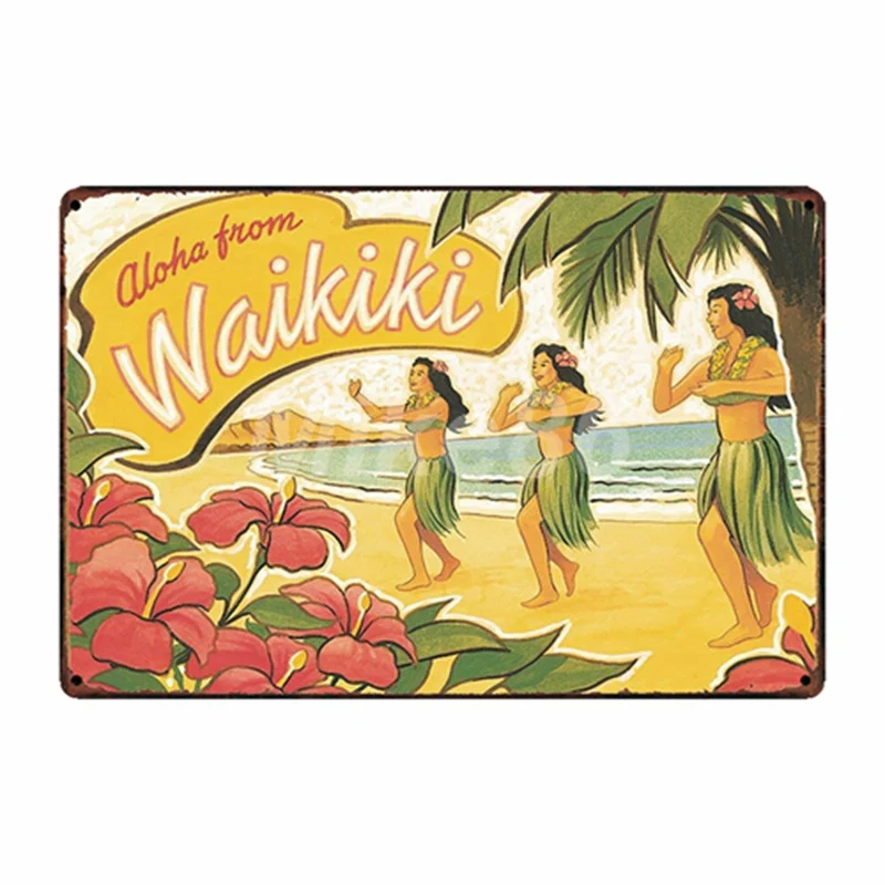 [Mike86] TIKI BAR, надпись "Алоха Гавайи", металлическая жестяная вывеска, декор для комнаты, винтажная настенная вывеска для бара, дома, отеля, 20*30 см, FG-217 - Цвет: SA 2468