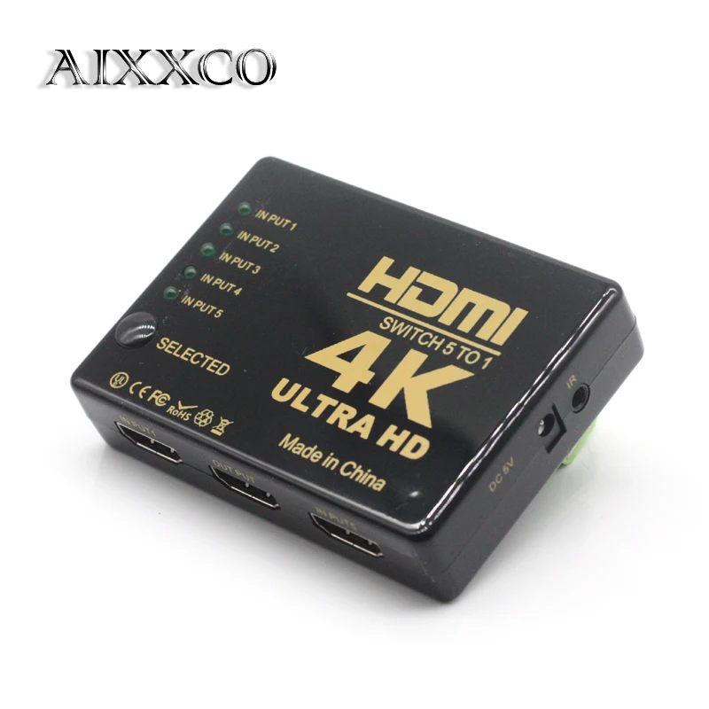 AIXXCO 4 к* 2 к 5 к 1 Переключатель HDMI концентратор разветвитель ТВ переключатель Ultra HD ИК пульт дистанционного управления для HD ТВ ПК