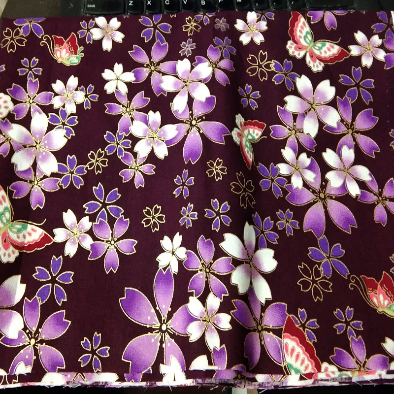 Золотое Тиснение толстые черные фиолетовые бабочки кимоно цветки сакуры