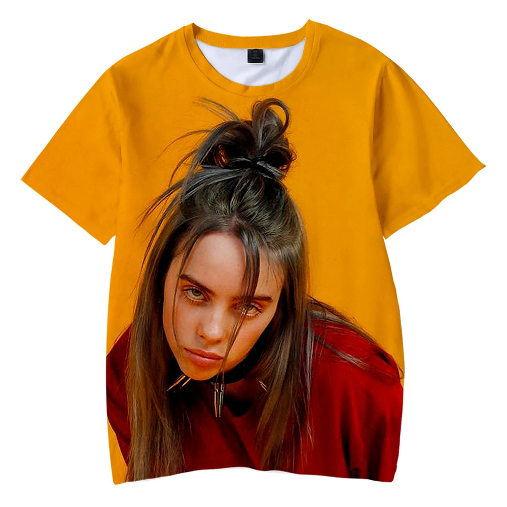 Лидер продаж новая крутая одежда с 3D принтом Billie Eilish футболка Повседневная