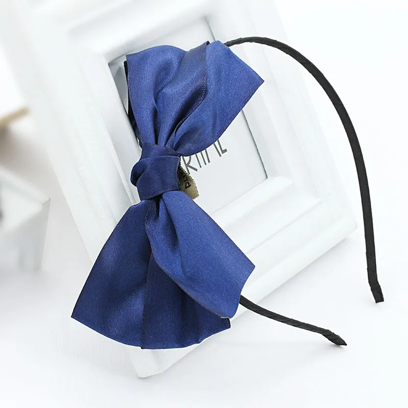 Двойная шелковистая лента с узлом и бантом тонкая черная для волос модный