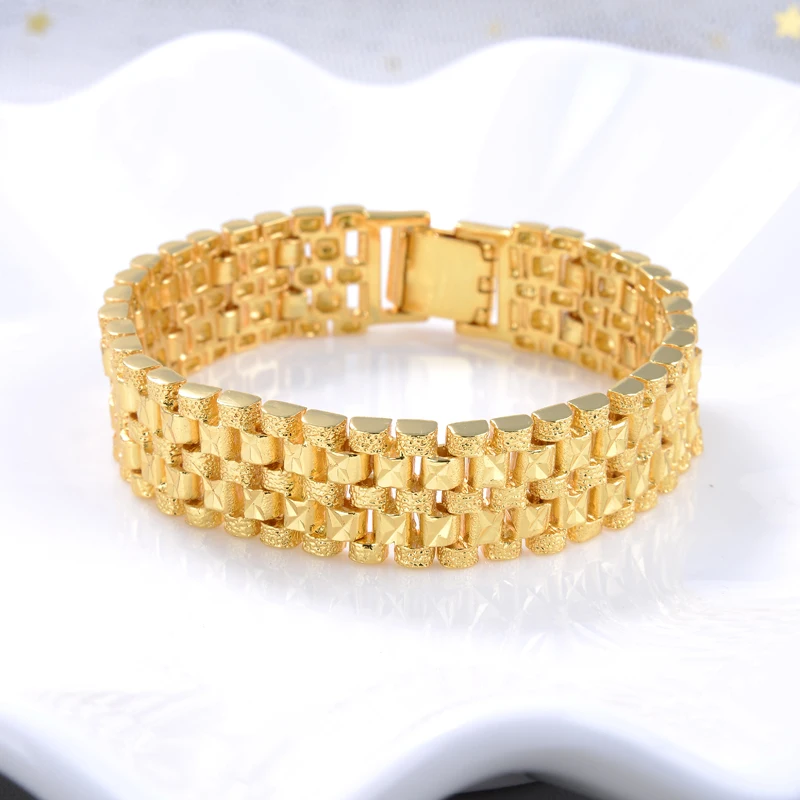 

New Women Men Lovers Bracelet Hot Gold Color Charm 16mm 19cm Bracelet Female Personality Rose Gold Jewelry Wedding Gift