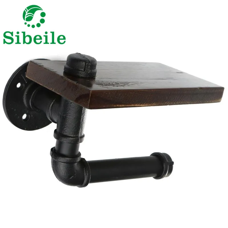 SBLE Ретро Железа Туалет Бумага держатель деревянные полки настенные Ванная