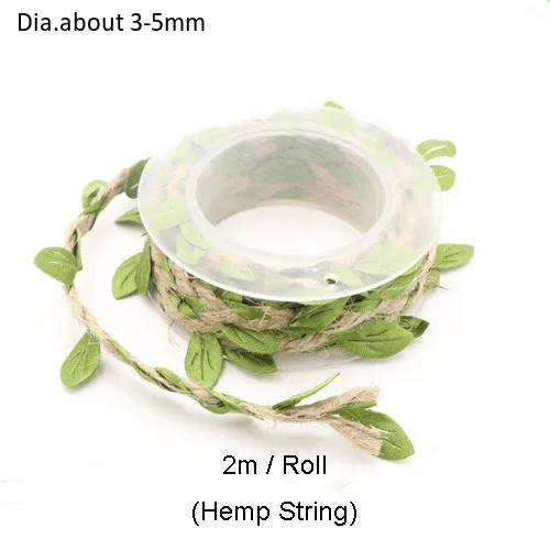 Hemp String 2 м/рулон пеньковые нитки зеленые листья пеньковые веревки Украшенные веревкой натуральный джут шпагат из мешковины вечерние упаковка для свадебного подарка шнуры - Цвет: Hemp String