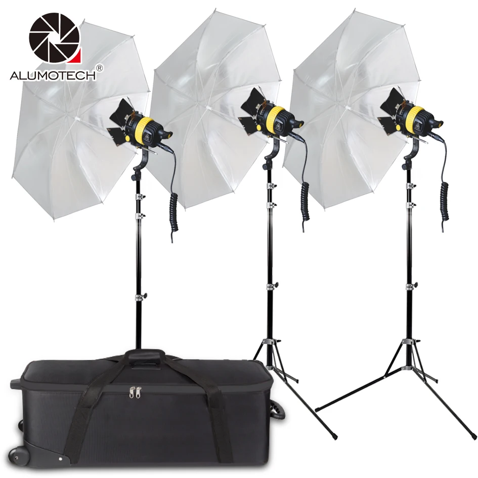 

ALUMOTECH High CRI LED Spotlight 50WX3+StandX3+Umbrella ReflectorX3 Kit For Film Camera Video Studio Photography