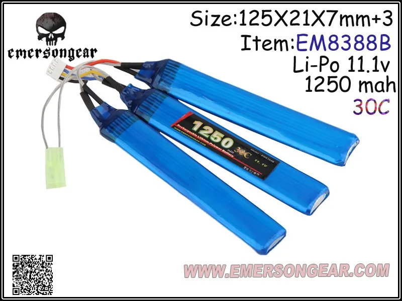 EMERSON 11,1 V 1250mah CQB 3pcs15C/20/30C одна полоса Li-Ion AIRSOFT кран разъемы для аккумулятора Охота вечерние принадлежности