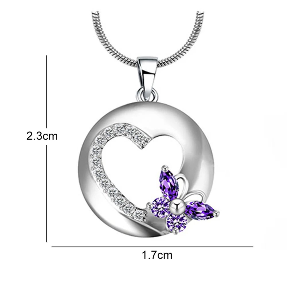 Горячая Женская мода Полые круг любовь сердце кулон ювелирное ожерелье бабочка