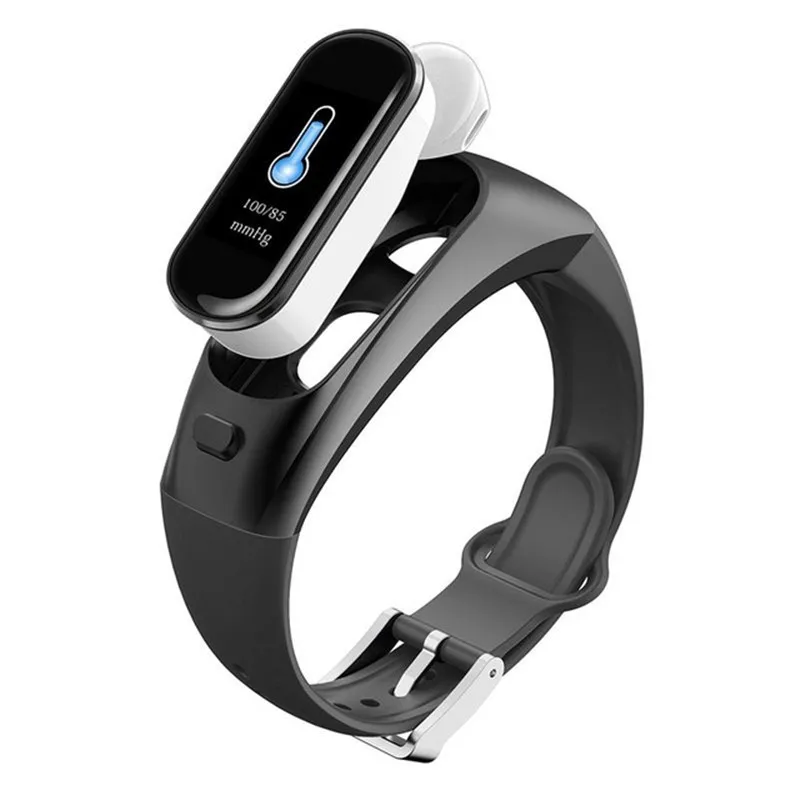 Черный H109 2-в-1 спортивные Смарт-часы Bluetooth Беспроводной наушники сердечного ритма крови Давление напоминание Водонепроницаемый смарт-браслет - Цвет: Черный