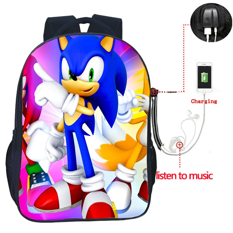 Sonic зубная щётка USB заряд рюкзак для учеников, мальчиков и девочек сумки модные школьные сумки для подростков повседневные Для мужчин Для женщин подростков распылитель ранцевого типа для с - Цвет: 17