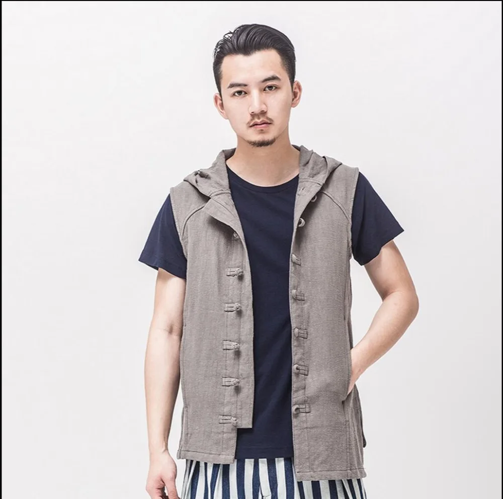 Хит! Новая весенняя повседневная куртка жилет с пуговицами без рукавов Мужской