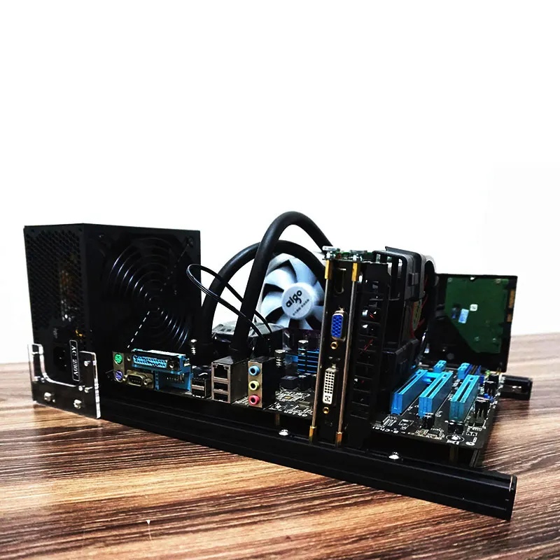 Компьютер ATX алюминиевый корпус горизонтальная открытая машина DIY хост-бокс Настольный персональный шасси прозрачный креативный