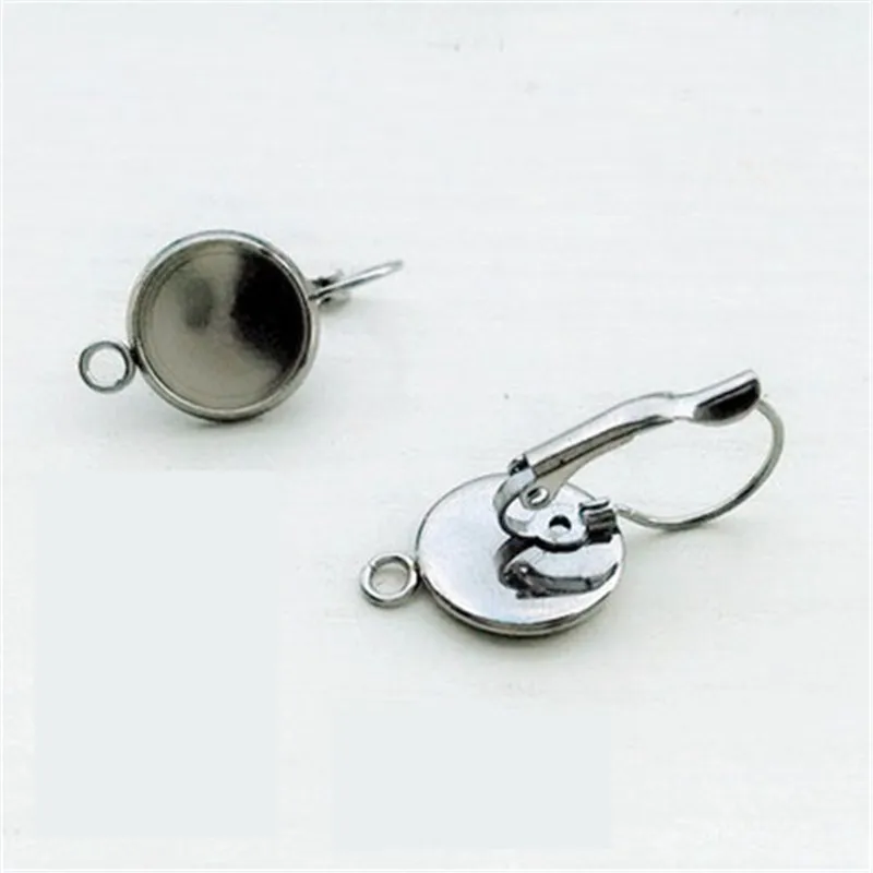 

10pcs Stainless Steel Earring Hook With Loop French Earrings Cabochon Base 6/8/10/12/14/16/18/20mm Cameo Tray Jewelry Making