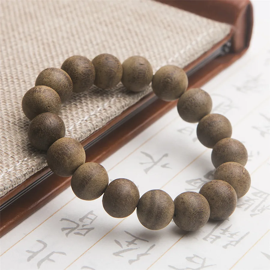

12mm Wooden Bracelet Natural Fragrant Agilawood Aloeswood Men Anniversary Gift Prayer Round Wood Beads Charms Stretch Bracelet