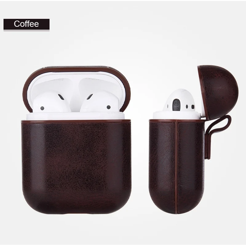 Coffee Оригинальные TWS наушники i10 i20 i30 i60 i90 i100 зарядный Футляр кожаный защитный противоударный чехол беспроводные наушники сумки - Цвет: Coffee