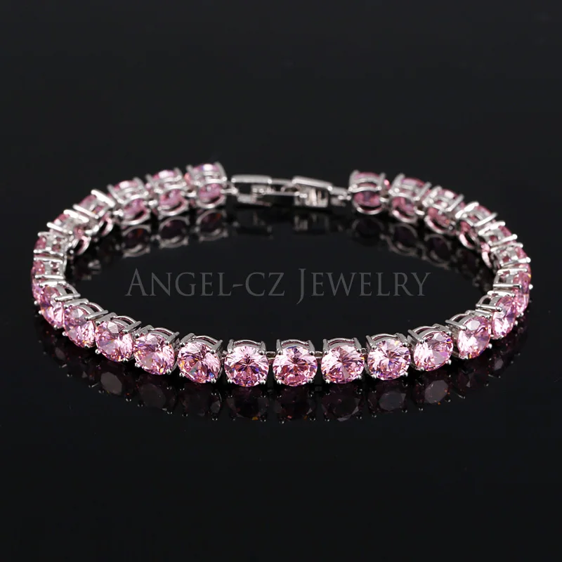 ANGELCZ классические круглые 0 5 карат CZ Diamante Серебряный цвет свадебные теннисные
