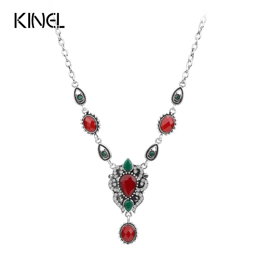 Лидер продаж 2017 модное винтажное ожерелье с красным драгоценным камнем для