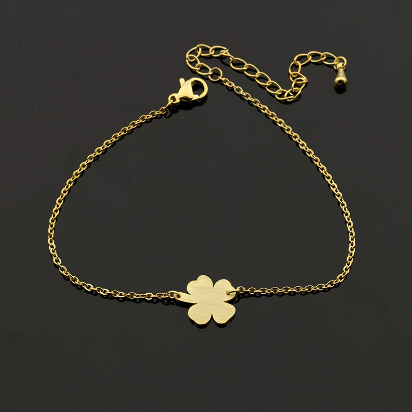 Женский браслет из нержавеющей стали с четырьмя листьями удача Bff ювелирное