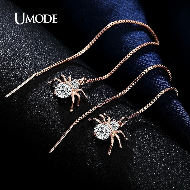 Женские серьги подвески с фианитами розовое золото в коробке|fashion long earrings|long drop