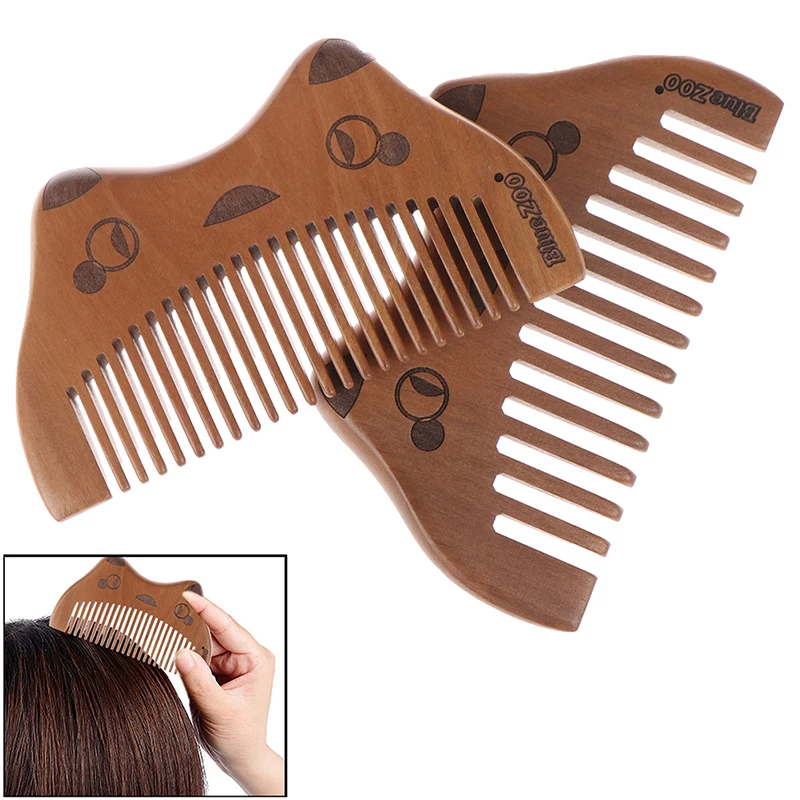 1Pc Portable Pocket Natural Wooden Combs No Static Beard Comb Cute Cat Design Hairdressing Styling Tool Hair Brush Massage | Красота и