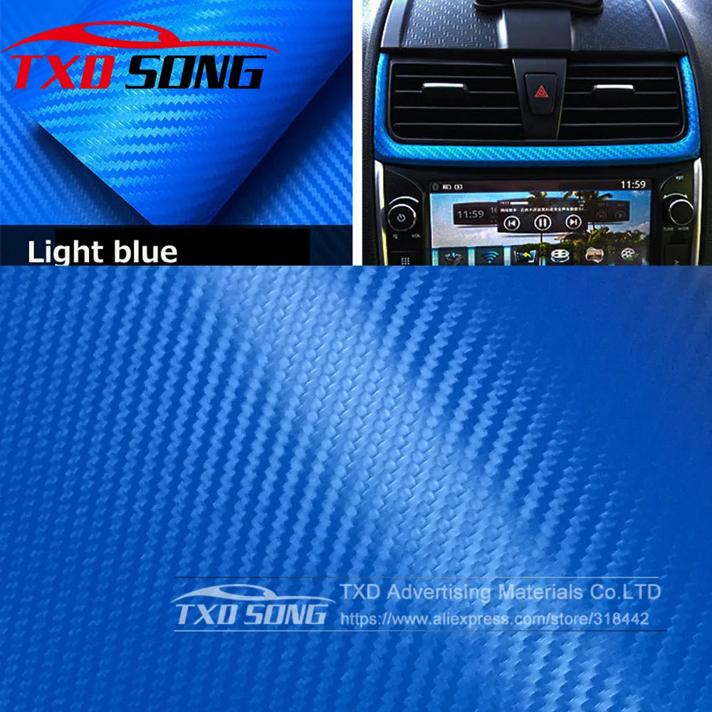 

30x127CM(12"X50") Blue 3D Carbon Fiber Vinyl Car Wrapping Foil Carbon Fiber Car Decoration Sticker 3D carbon fiber film for car