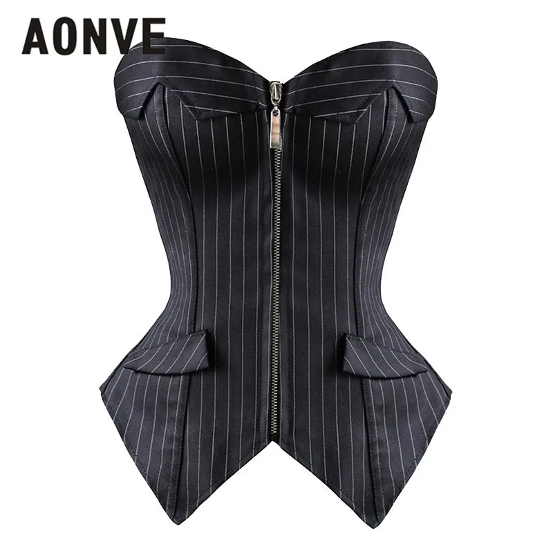 Женский корсет в готическом стиле с юбкой|zipper corset|striped corsetcorsets and bustiers |