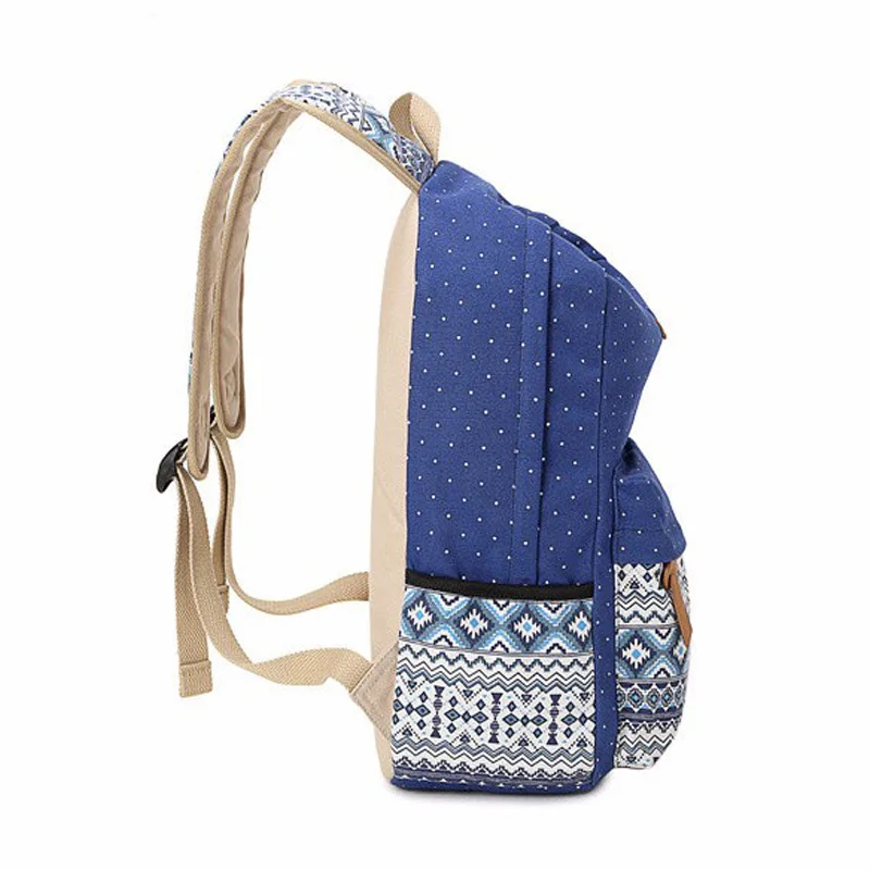 2018 Винтажный школьный рюкзак с печатанием для женщин Комплект 3 шт