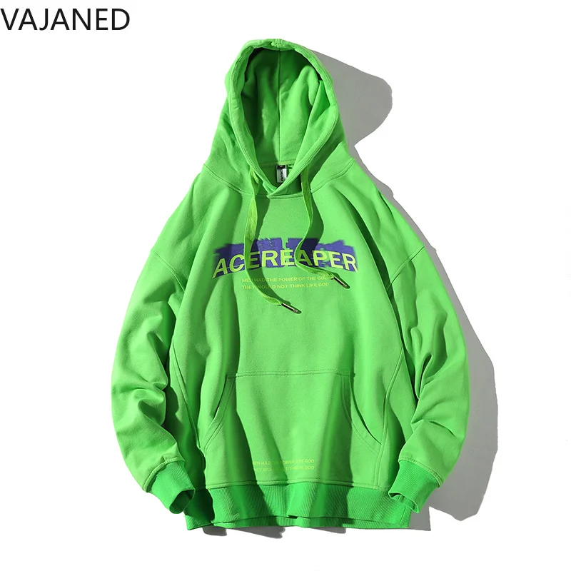 VAJANED фиолетовая зеленая с буквенным принтом мужская мода свободная толстовка