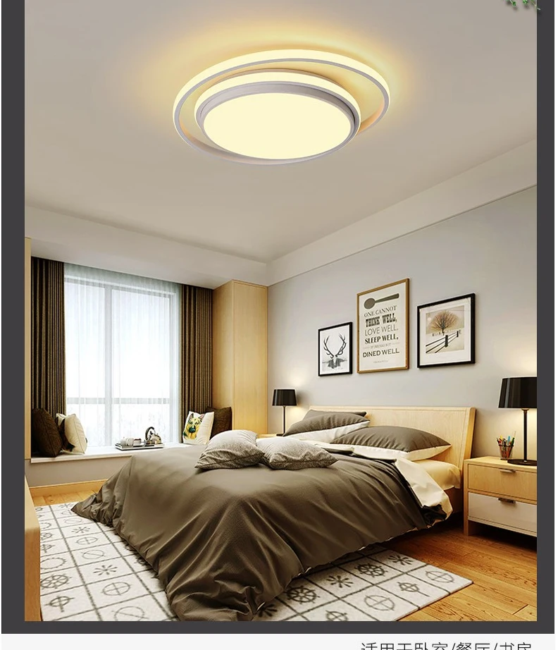 Living room LED ceiling chandelier for kitchen bedroom balcony lamp black and white round modern chandelier AC85-260V