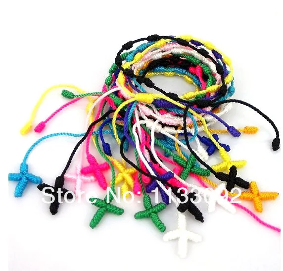 50 шт/партия смешанные цвета оптом PULSERAS DECENARIOS, ручной работы Крест вязаные четки браслеты