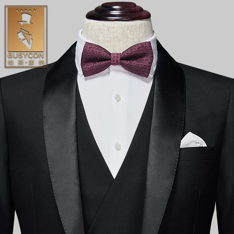 Мужской черный смокинг с воротником-шалью свадебные костюмы для жениха свадьбы