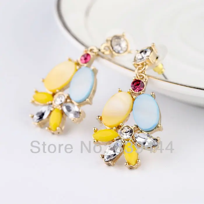 Шикарные ювелирные изделия золотого цвета многоцветные стеклянные серьги
