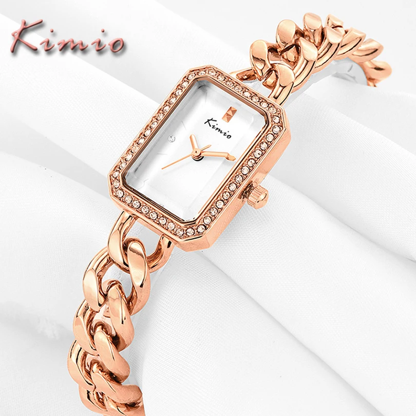 Элитный Бренд KIMIO модные женские туфли часы ремешок цепочка дамские браслет