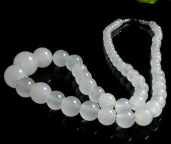 

ddh003802 6 ~ 14 mm natural white jade crystal bead necklace 18 inches