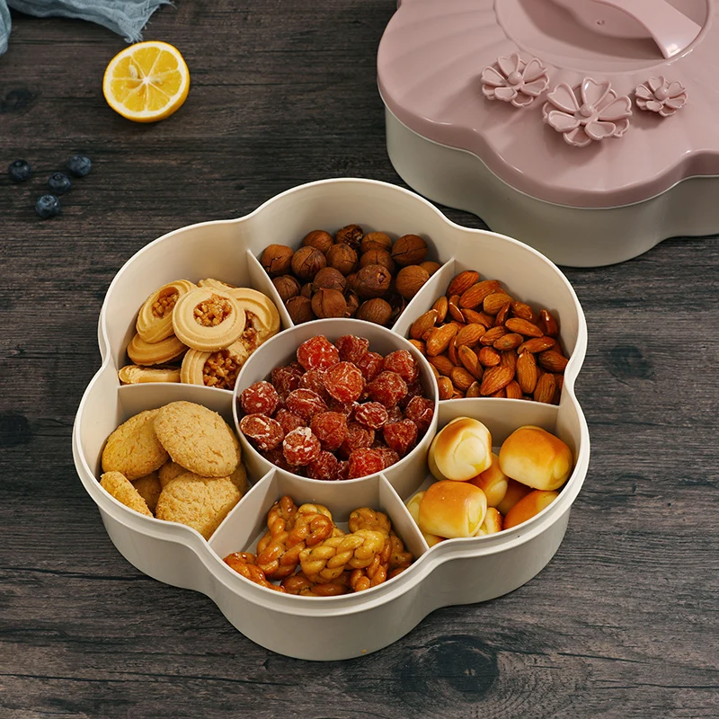 Разделенная коробка для хранения орехов поднос закусок с рукояткой