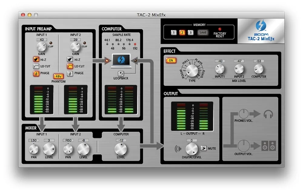 Зум TAC2R TAC-2R Thunderbolt аудио конвертер 2 В/2-out высокая скорость Thunderbolt аудио интерфейс звуковая карта
