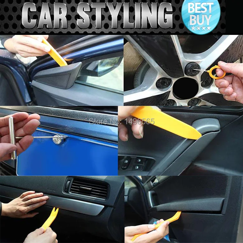 12pcs Car Removal Pry Tool Kit GPS Stereo Door Clip Trim Molding Dash Panel Audio Radio Installation Repair Plastic Body Orange |