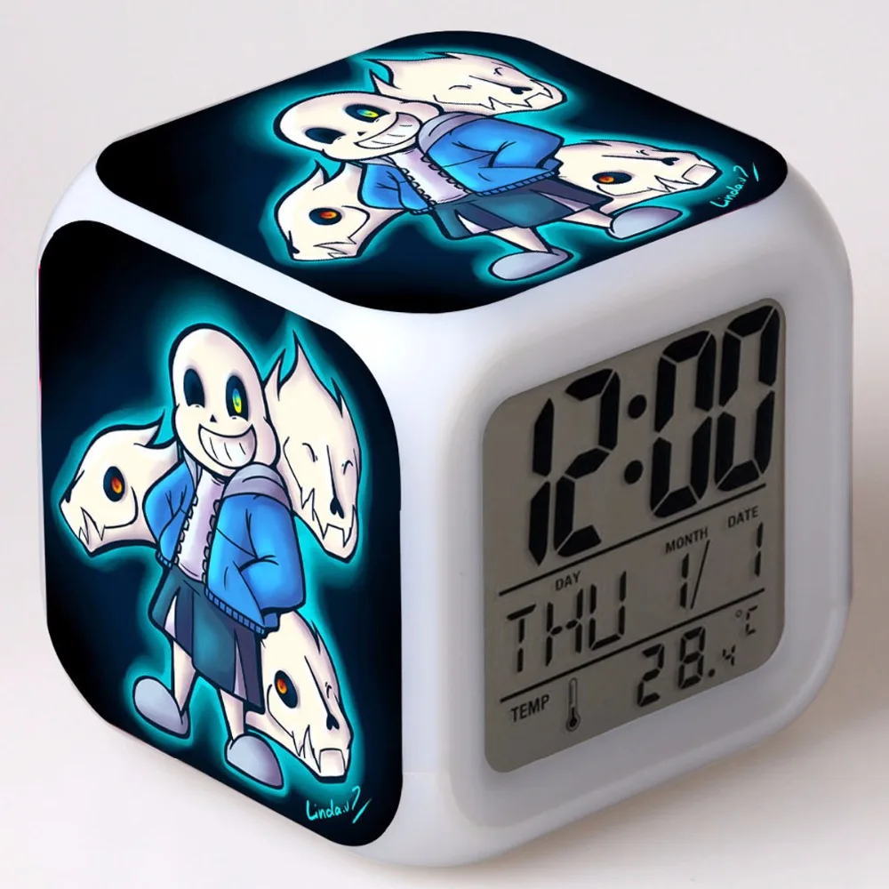Светодиодный Будильник Undertale квадратные цифровые часы Настольный будильник с