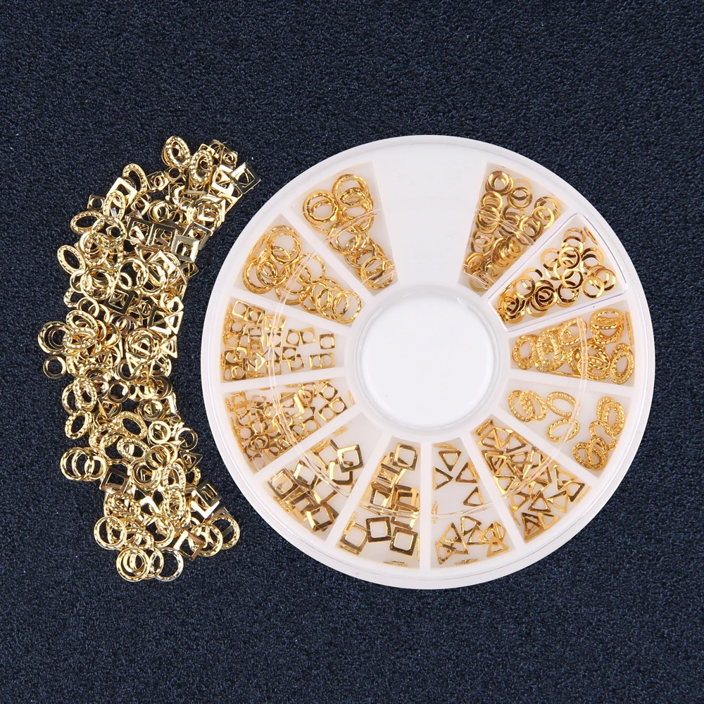 300 шт./кор. 3D смешанные Дизайн Золото Мини дизайн ногтей наклейки Ongle Полые